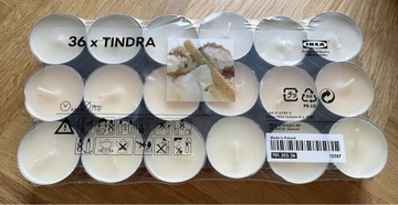Ikea TINDRA świeczki tealight 36szt WANILIA