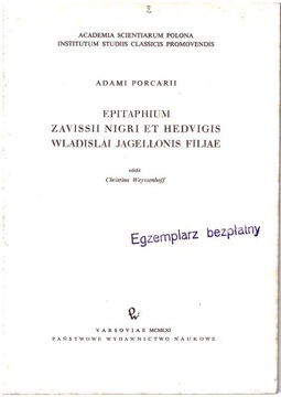Adami Porcarii : Epitaphium Zavissii Nigri et Hedv