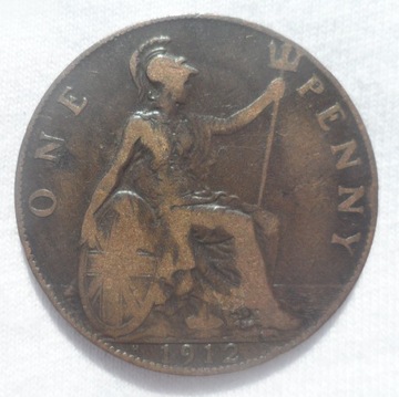 Brytania Anglia 1 penny pens 1912 H Heaton Rzadszy