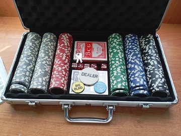 Zestaw do pokera ciężkie żetony karty walizka