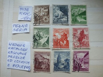 9szt. znaczki seria Mi 675 Niemcy 1938r. Rzesza