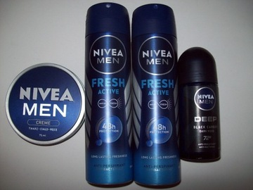 ZESTAW NIVEA MEN ANTYPERSPIRANT 3 SZT +  KREM 