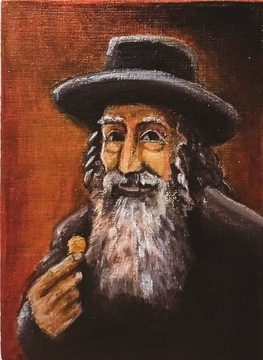 Obraz, żyd z pieniążkiem 13x18