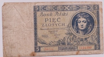 Banknot 5 Złotych 1930 ser. CL