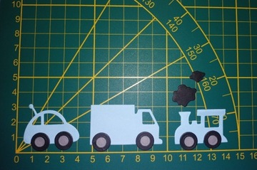 Papierowe scrapki - zestaw 3 pojazdów 