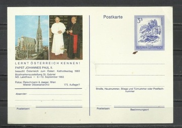 AUSTRIA 1983 - PAPIEŻ  JPII , FDC