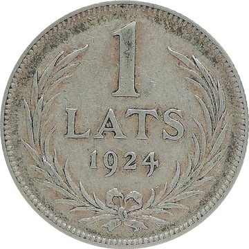 Łotwa 1 lats 1924, Ag KM#7