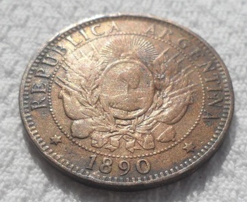 Argentyna Republika 2 centavo 1890 KM# 33 Rzadkie