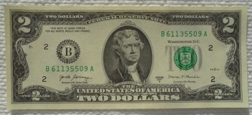 USA Jefferson $2 dollars dolary 2017A B2 UNC