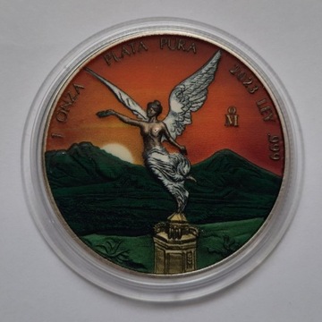 Moneta Mexico Libertad 1 uncja Srebra 2023 Antique Color