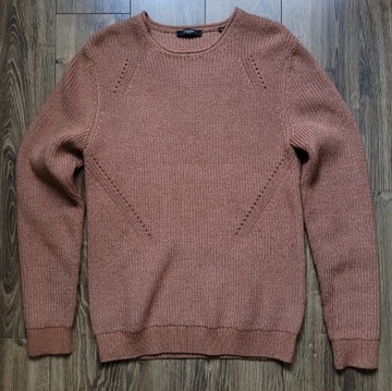 męski sweter Jack & Jones M miedziany gruby koralo