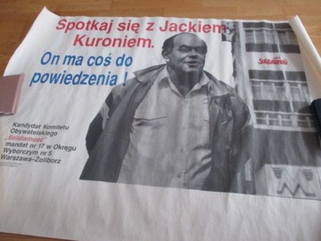 PLAKAT WYBORCZY SOLIDARNOŚĆ JACEK KUROŃ PRL