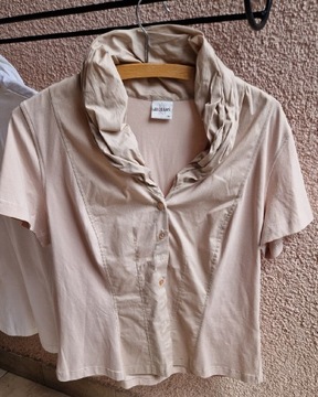 Wizytowa bluzka koszulowa Monnari,pudrowy róż,krótki rękaw, XL