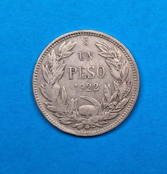 Chile 1 peso rok 1922, dobry stan, srebro 0,500