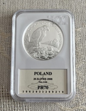 20 zł Sokół Wędrowny 2008r Grading PR70