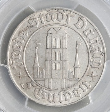5 guldenów 1932 PCGS AU55 Wolne Miasto Gdańsk