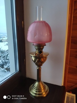 Ogromna wiktoriańska mosiężna lampa naftowa 3