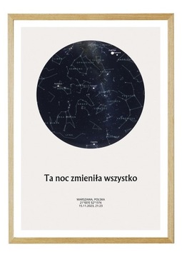 Personalizowany Plakat z Mapą Nieba w Ramie 40x50