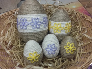 Pisanki jajka Wielkanoc sznurek dekoracja ozdoba