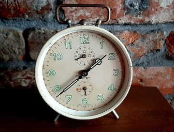 Stary sprawny zegar z budzikiem PETER lata 60