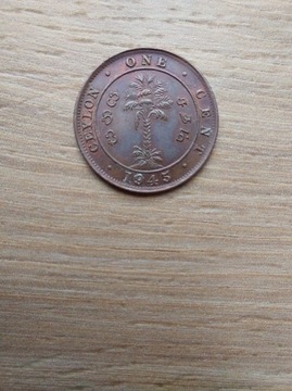 Cejlon one cent 1945 stan +II