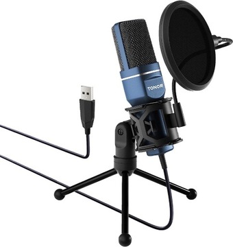 Mikrofon PC ze statywem do podcastów, streamingu