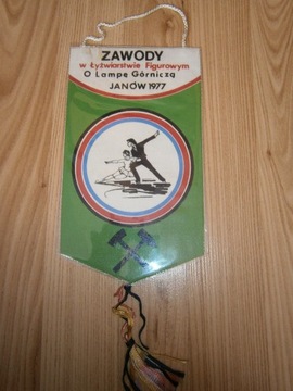 Proporczyk sportowy łyżwiarstwo Janów 1977