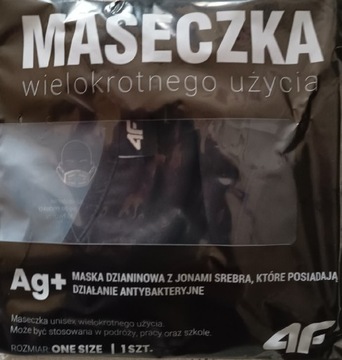 Maseczka 4F czarna wielorazowa AG+