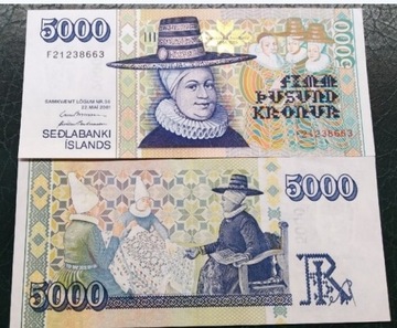 Islandia 5000 kron  2001 UNC 