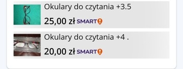 Okulary do czytania  2 pary      +4   i    + 3.5  