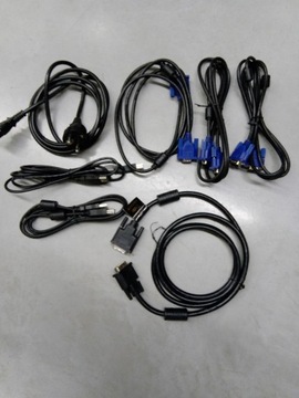 przewody USB A-B, VGA, DVI-Double, Zasilanie