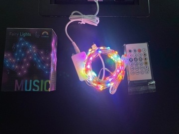 Fairy lights music lampki reagujące na dźwięk RGB