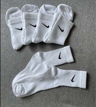 Nike Wysokie Białe Skarpety 42/46(5 par)