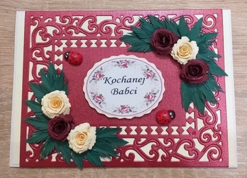 Kartka na DZIEŃ BABCI RĘKODZIEŁO quilling 