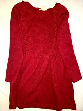 H&m czerwona blyszcząca sukienka 122 128 6-9 lat