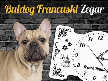 Zegar Buldog Francuski - 40x24cm