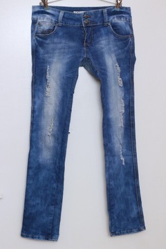 Jeansy spodnie indygo Pebo Jeans z rozdarciami