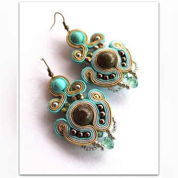 Sutasz Kolczyki turkusowe Soutache