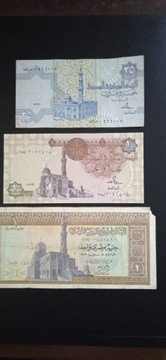 Egipt zestaw banknotów.