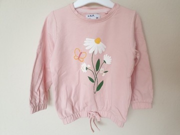 Różowa bluza z miękkim wypukłym kwiatkiem ściągacz
