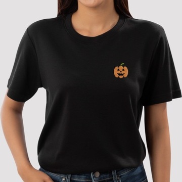 Czarna koszulka halloween dynia, rozmiar unisex XS