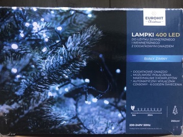 Lampki choinkowe 400 LED - białe zimne - 25 m