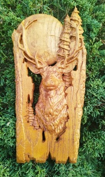 Płaskorzeźba Ozdoba drewniana Motyw JELENIA