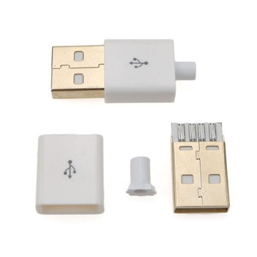 Wtyk USB typu A 4 PIN - biały - Szybka wysyłka