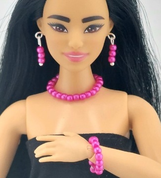 Zestaw biżuterii dla lalek Barbie fuksja