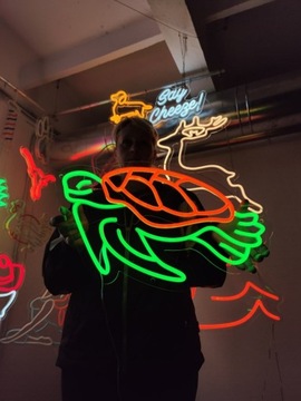 Żółwik Neon LED .Napisy Świetlne na Ścianę