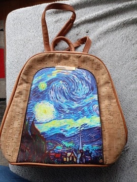 Plecak torebka 2w1 korkowy print Van Gogh korek