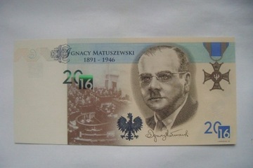 Banknot Testowy PWPW Ignacy Matuszewski