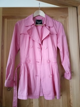 Wiosenny płaszcz damski różowy trencz rozmiar XS