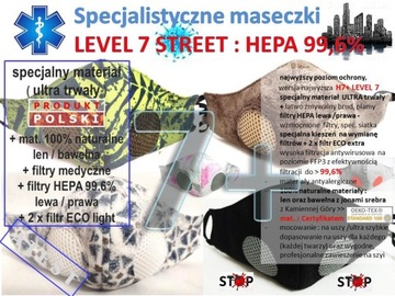 maska LEVEL 7 STREET: ochrona MAX. 2AIR HEPA 99,6%